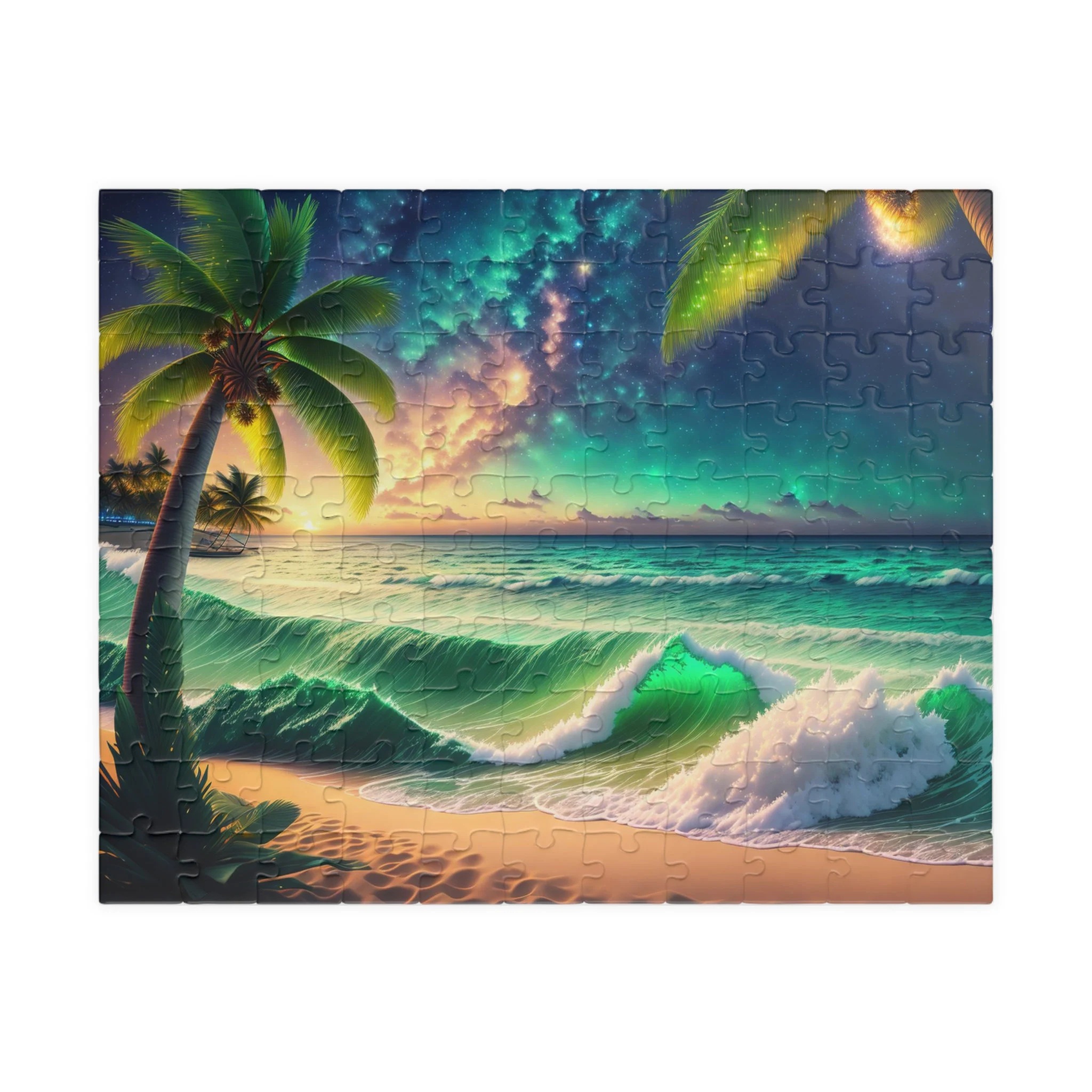 Palm Tree Beach at Night Jigsaw Puzzle