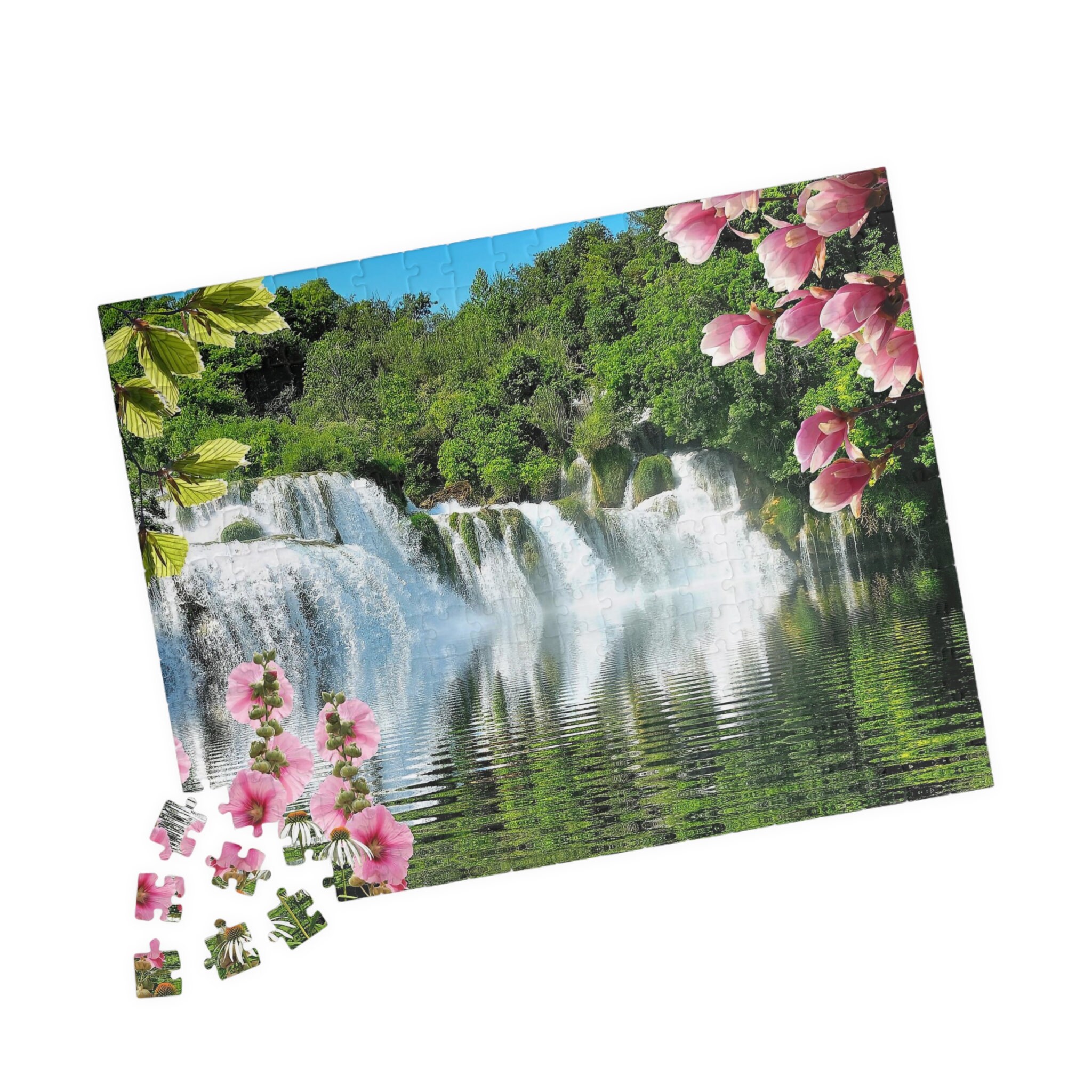 Tranquil Waterfall Scene Jigsaw Puzzle