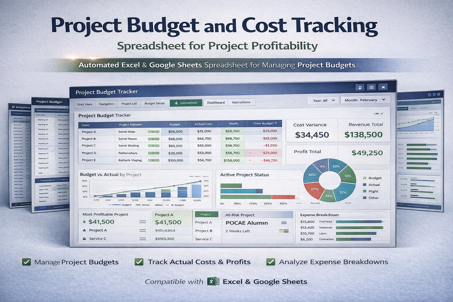 Project Budget and Cost Tracking Spreadsheet for Project Profitability