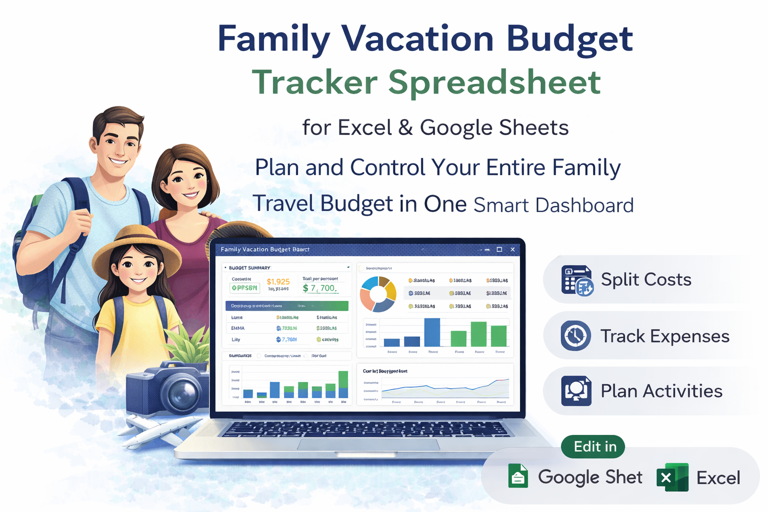 Family Vacation Budget Tracker Spreadsheet