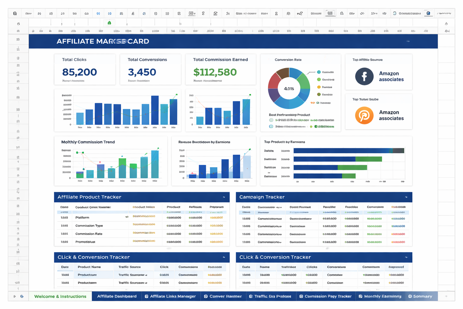 Affiliate Marketing Performance Tracker Spreadsheet