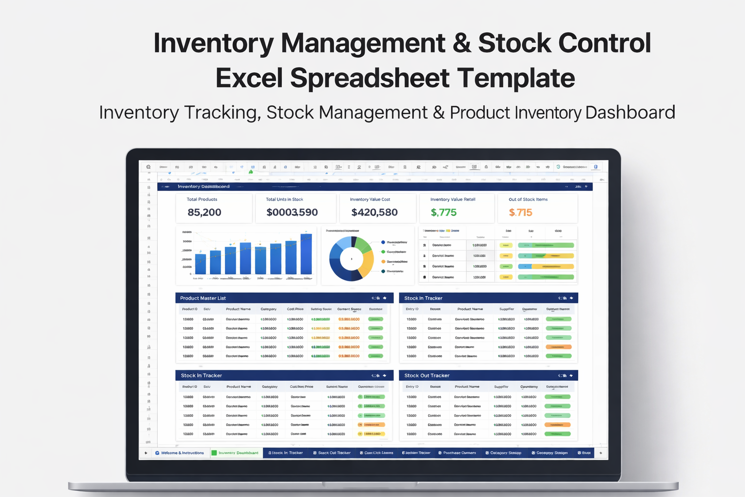 Inventory Management & Stock Control Excel Spreadsheet