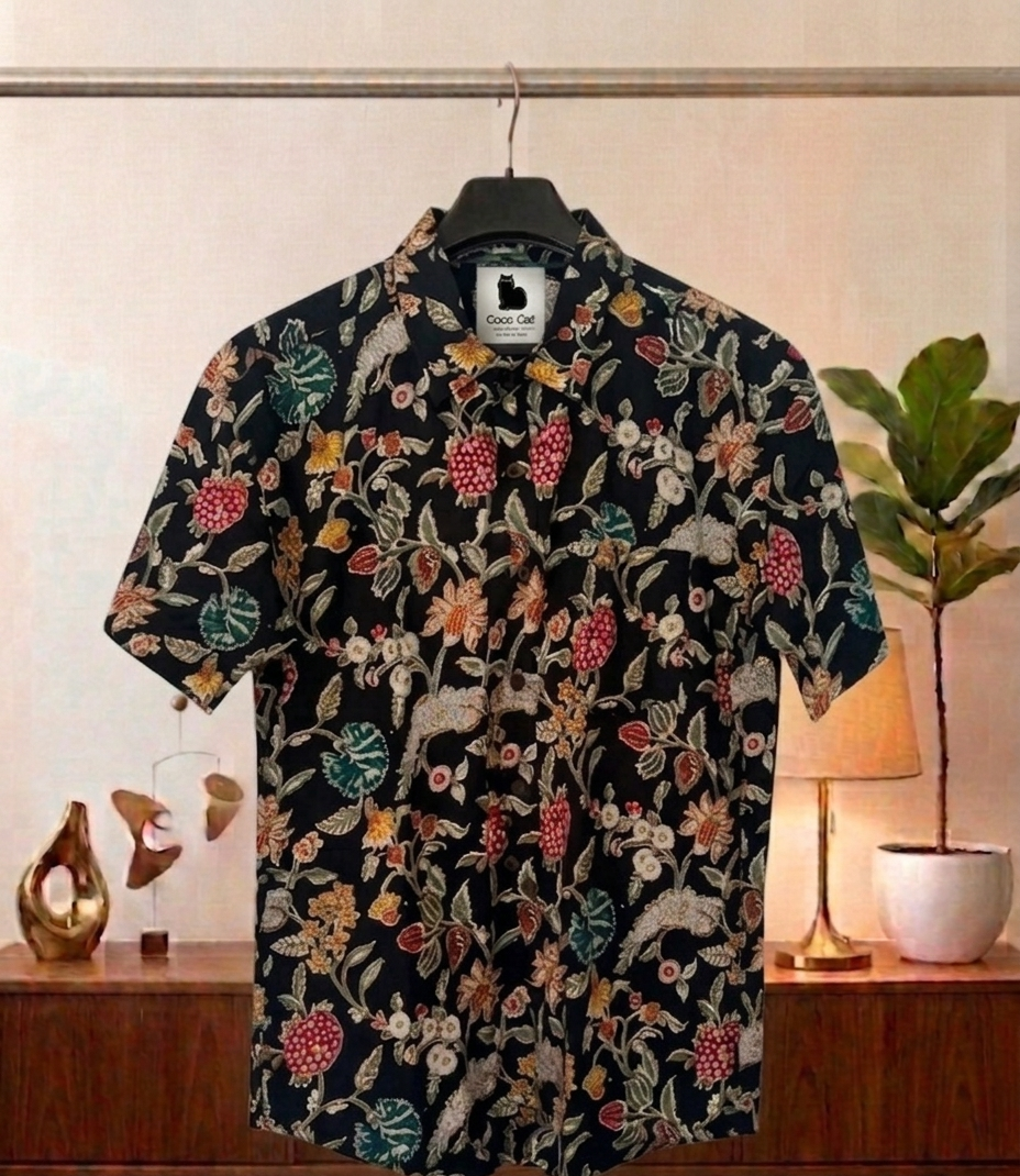 Chemise Fleurs vintage noire