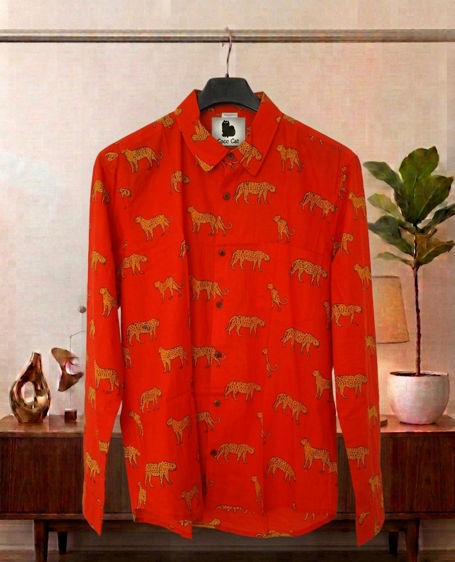Chemise Léopard rouge manches longues