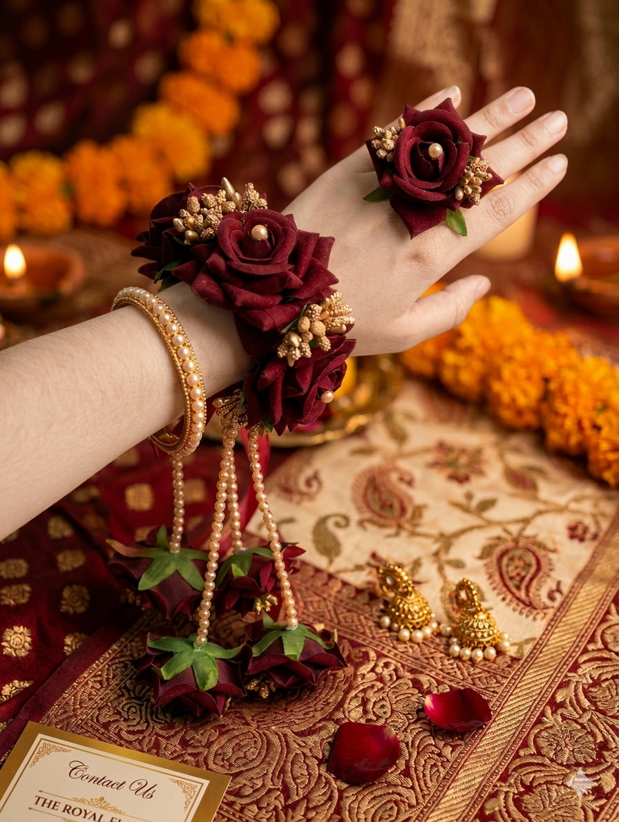 Maroon Floral Jewelry Set