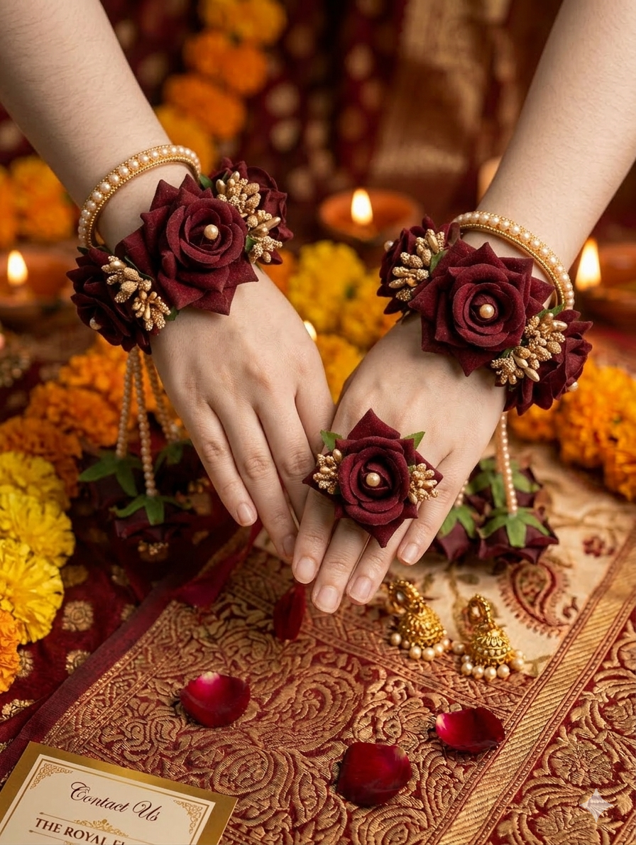 Maroon Floral Jewelry Set
