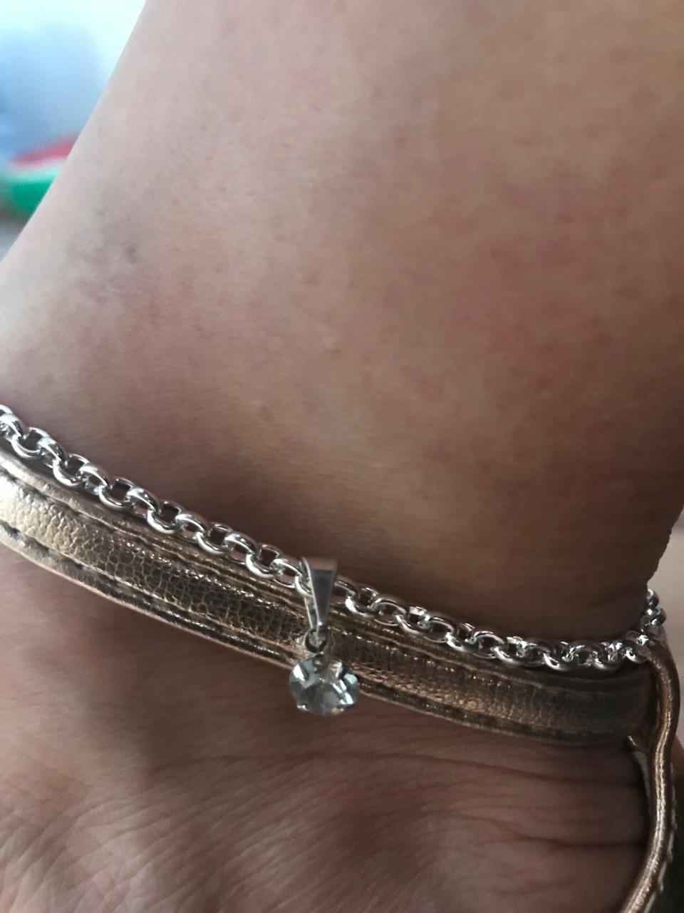 Tornozeleira de Prata com Pingente de Zircônia