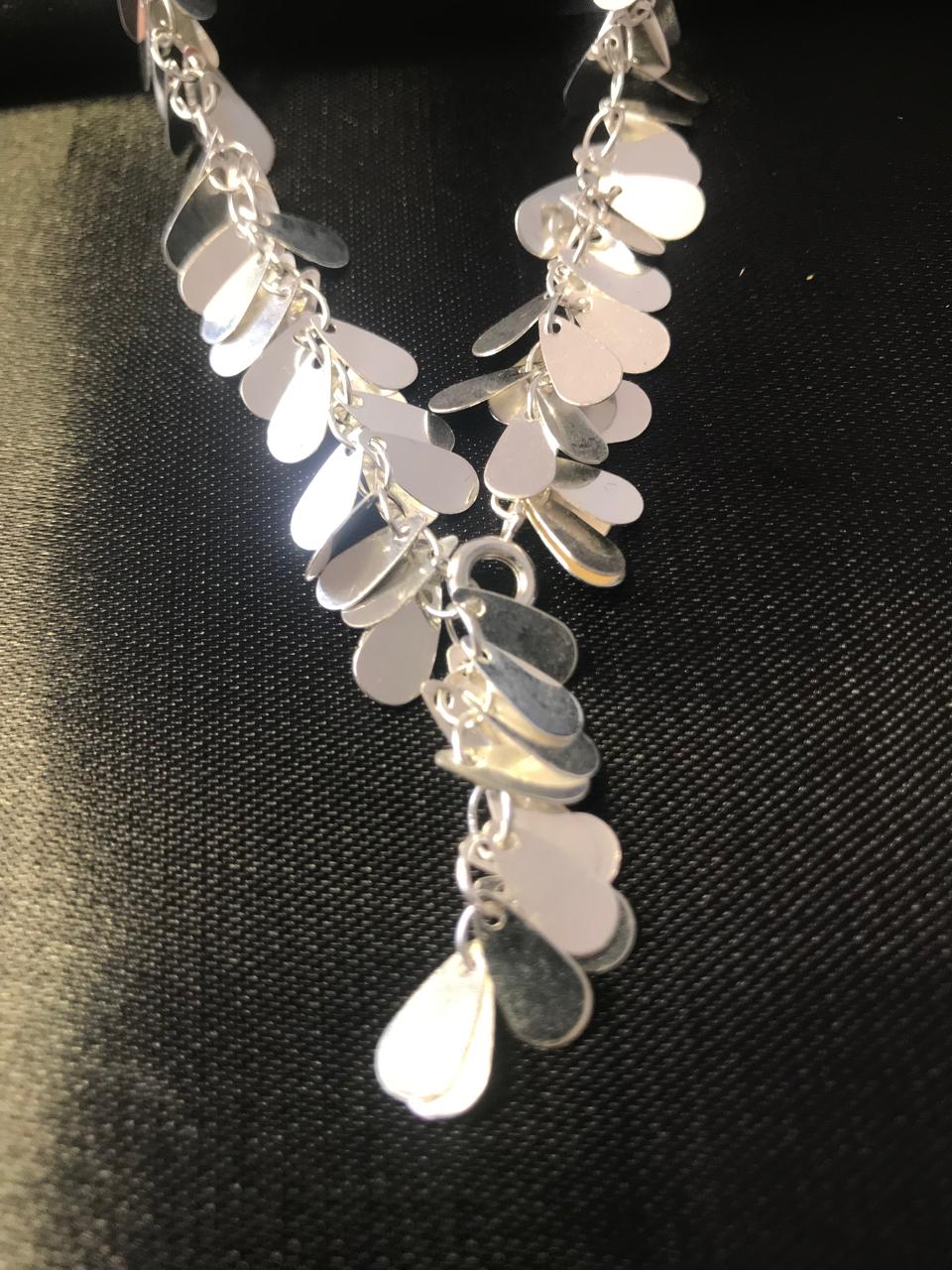 Tornozeleira com Pingentes Prata Legítima 