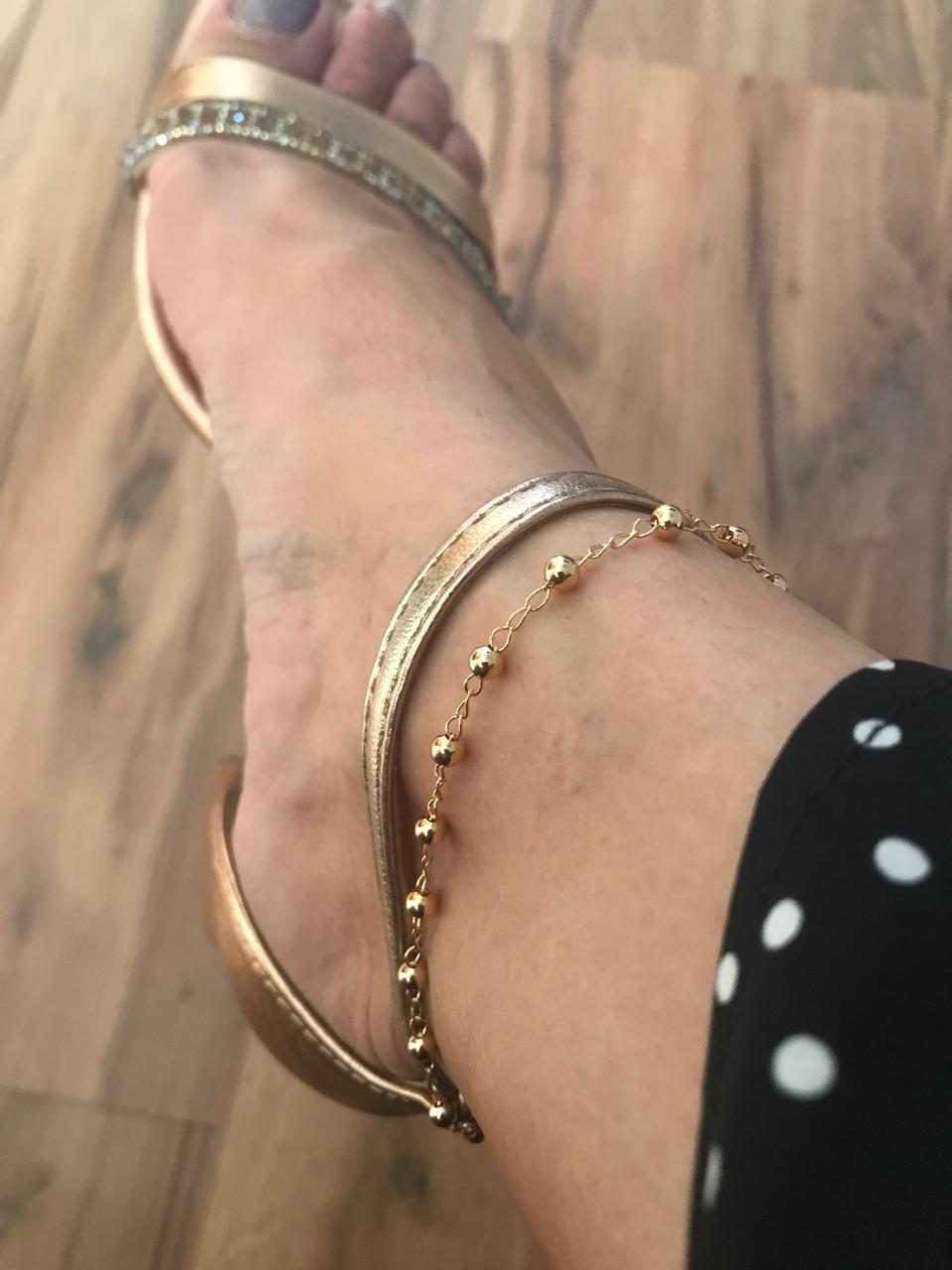 Tornozeleira Dourado Bubble Banhada a Ouro 18k