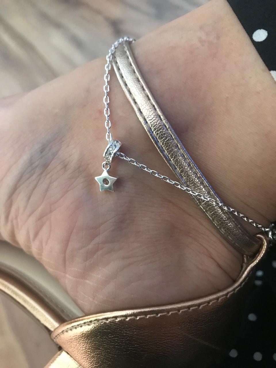 Tornozeleira de Prata com Pingente Estrela 