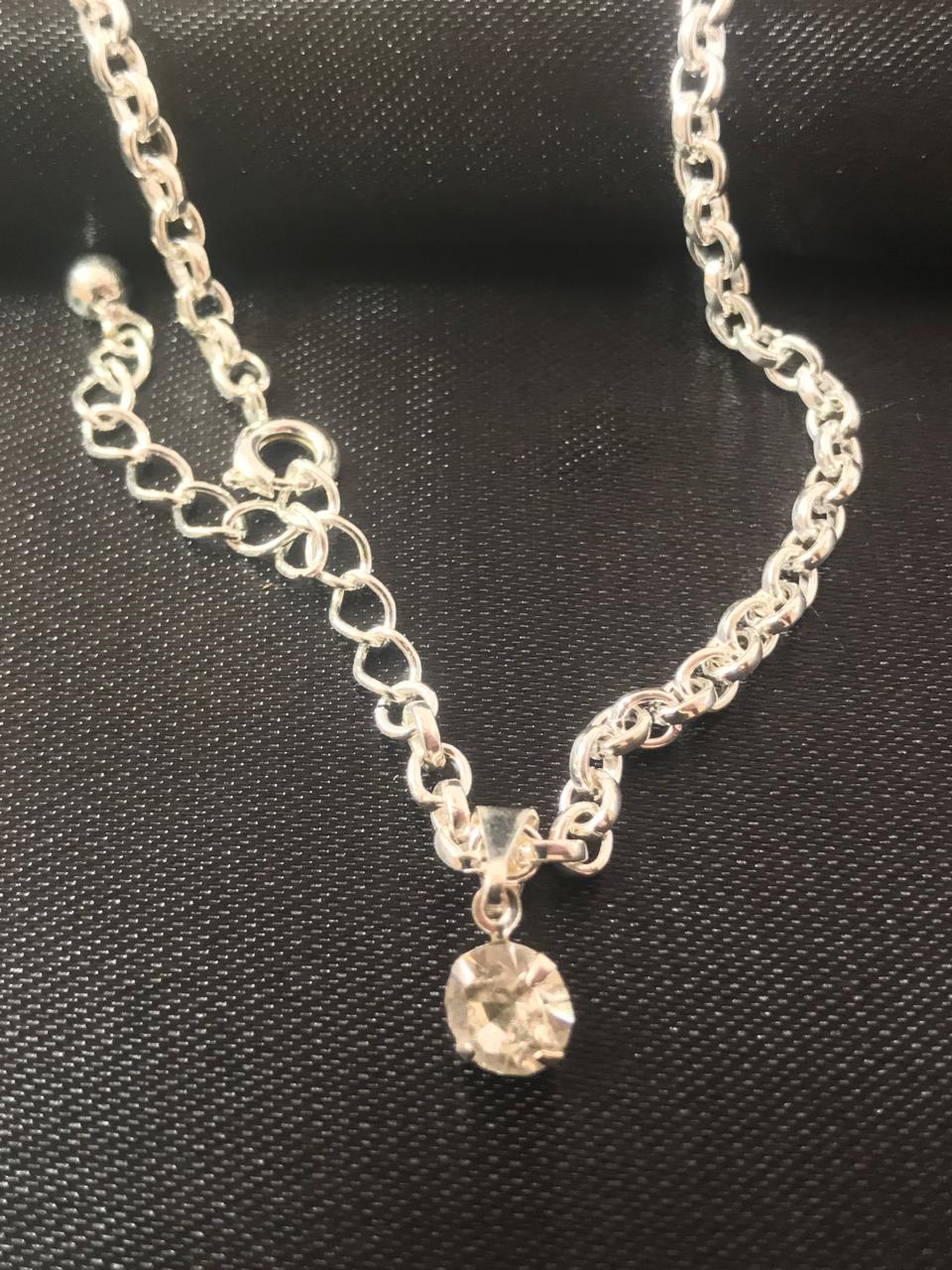 Tornozeleira de Prata com Pingente de Zircônia