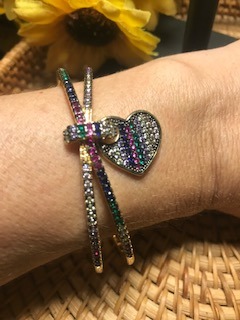 Pulseira Coração com Zircônias Coloridas