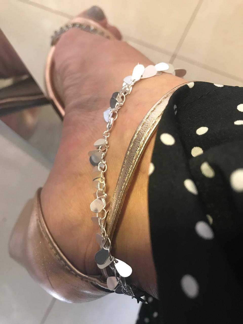 Tornozeleira com Pingentes Prata Legítima 