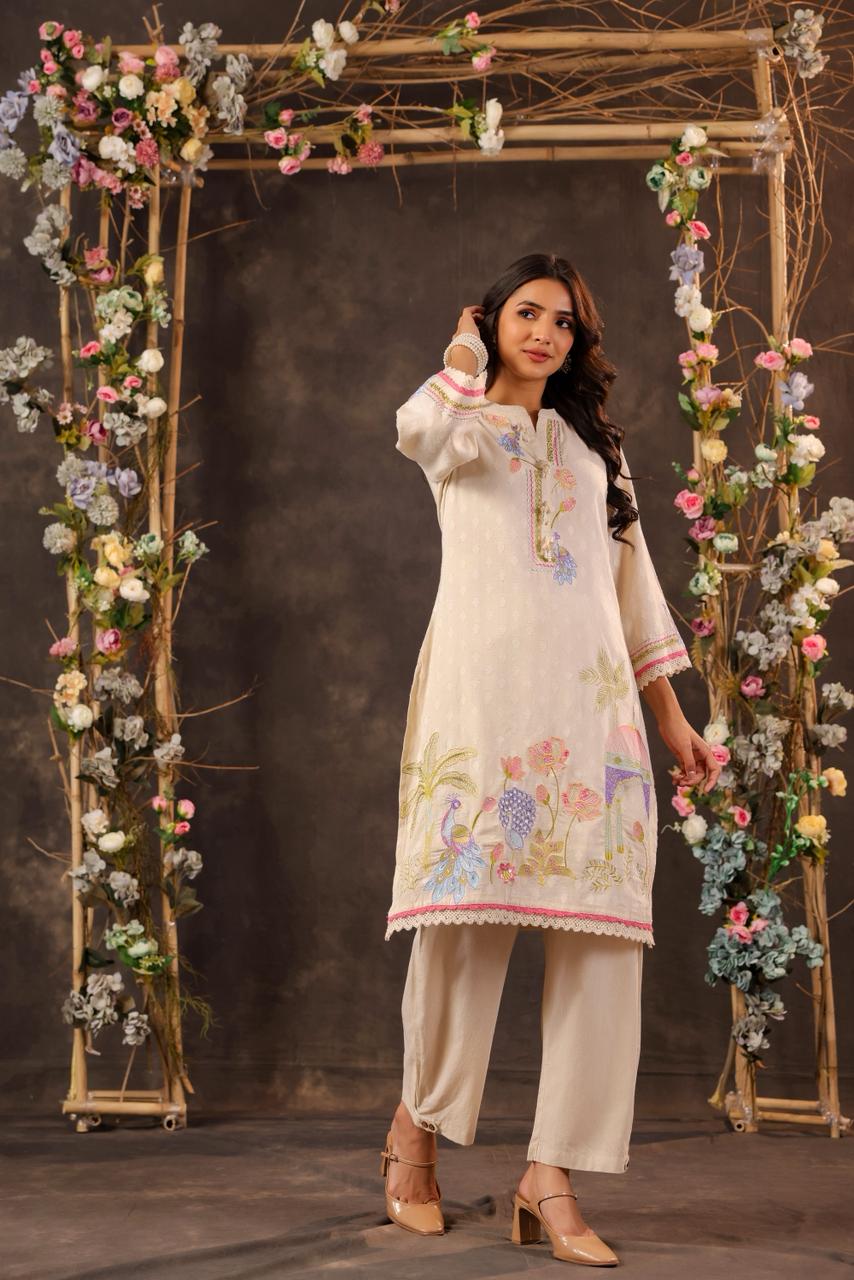MUSHK EMBROIDERY COTTON CO-ORD SET