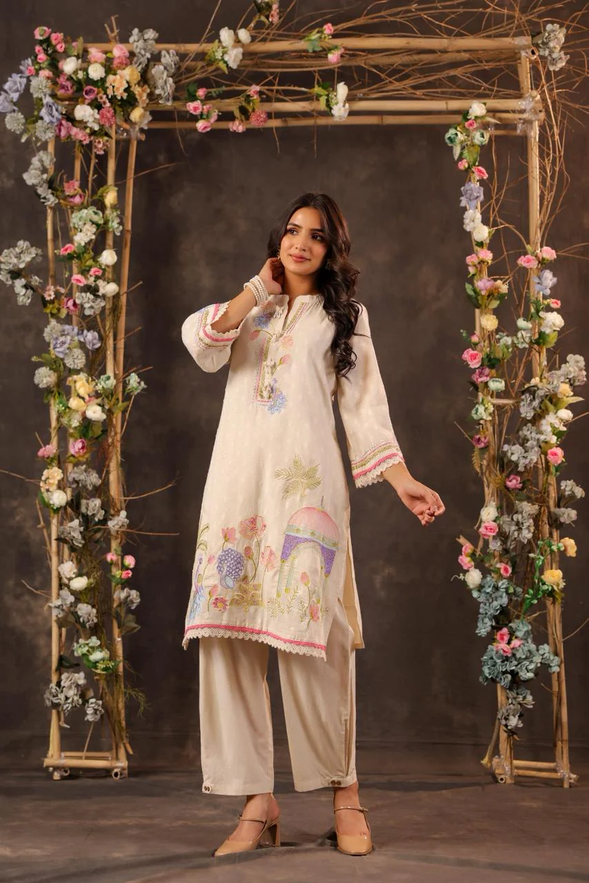 MUSHK EMBROIDERY COTTON CO-ORD SET