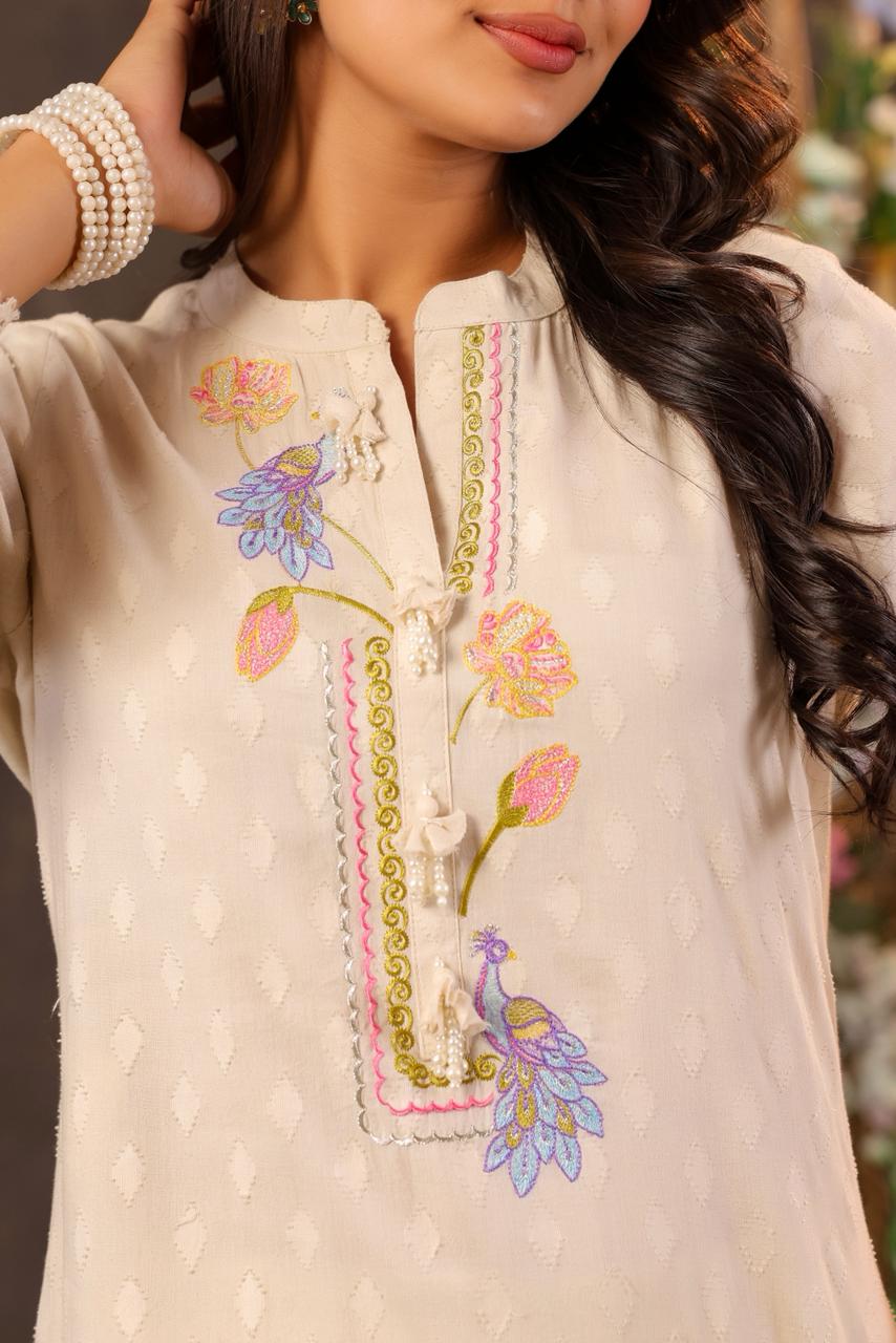 MUSHK EMBROIDERY COTTON CO-ORD SET