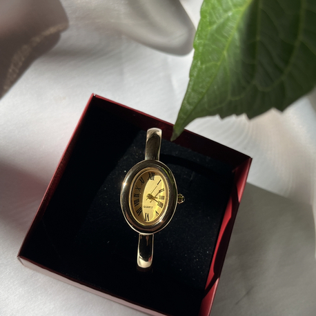 Çelik Gold Renk Quartz Kelepçe Bileklik