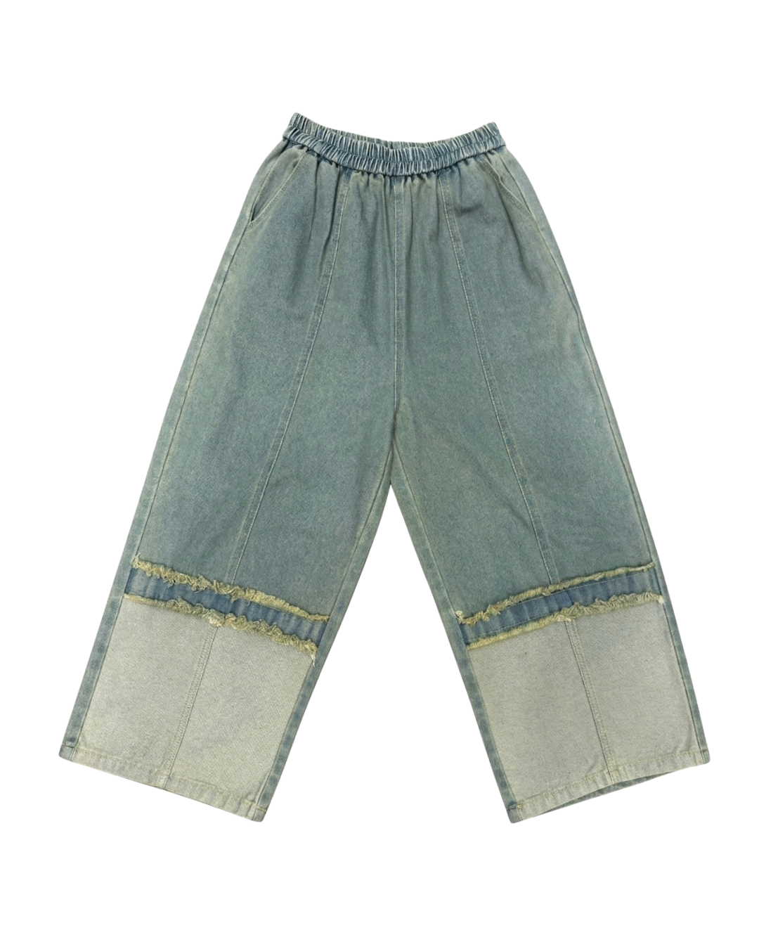 Two-Tone Wide Leg Denim Pants