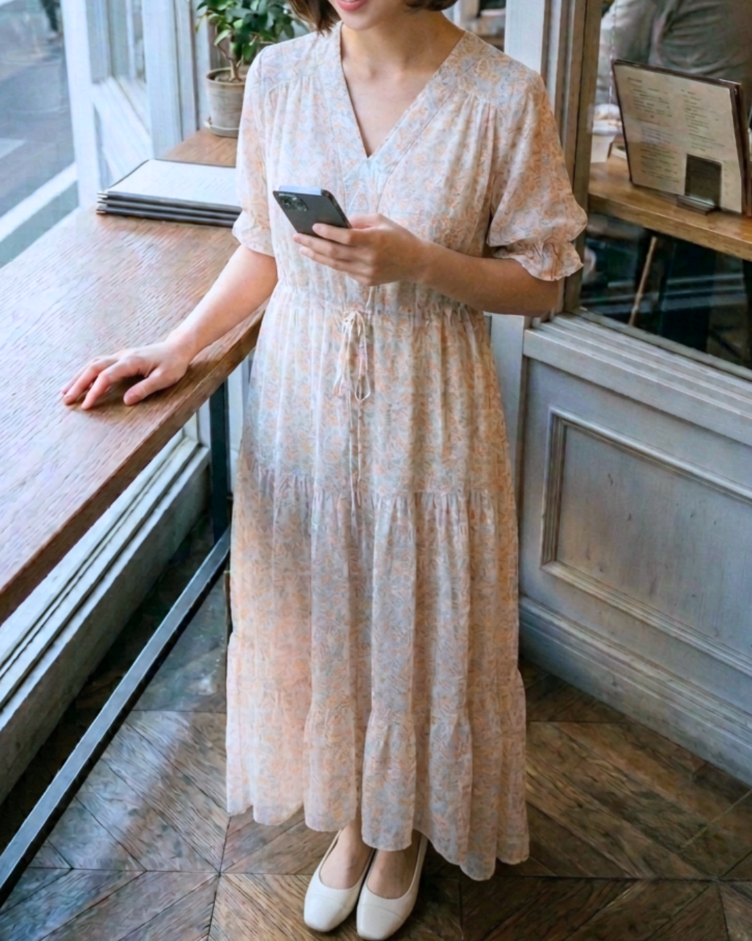 Floral V-Neck Midi Dress