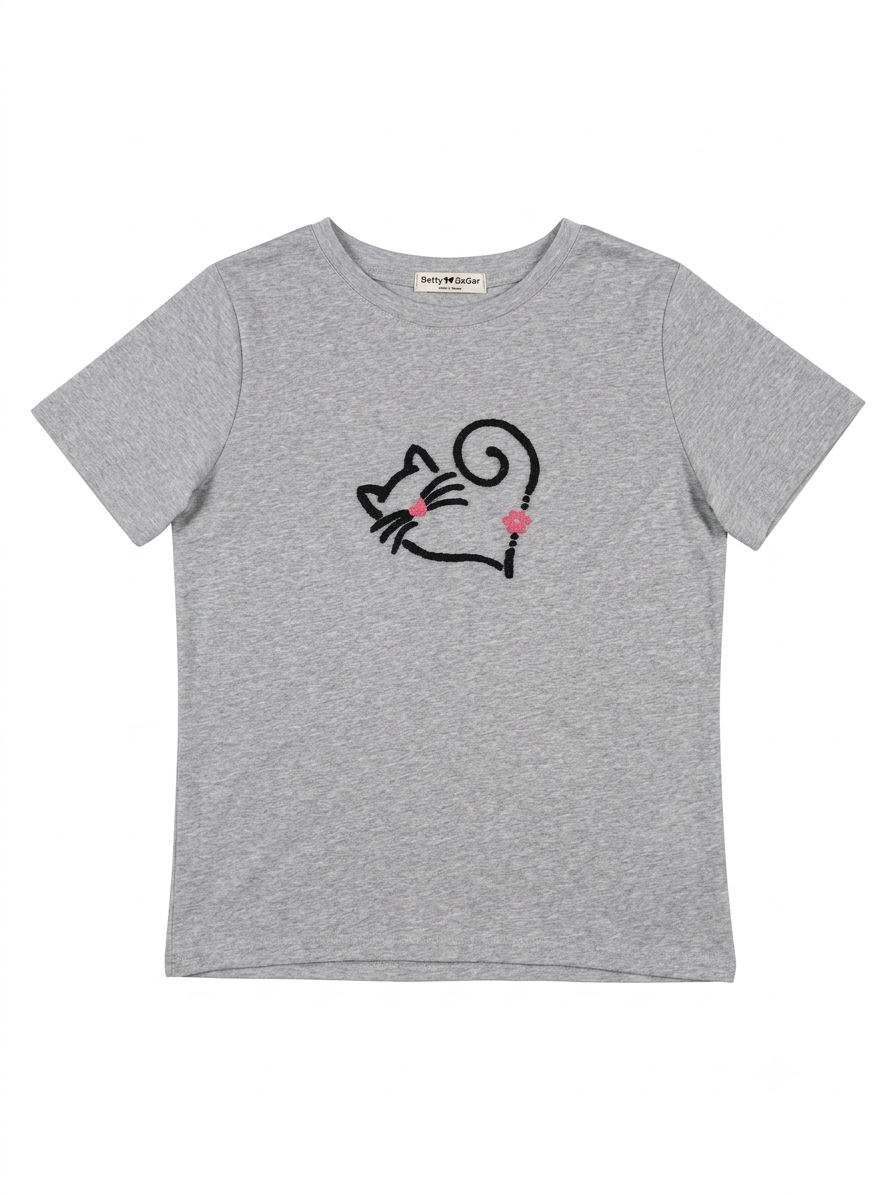 Cat Outline Graphic T-shirt