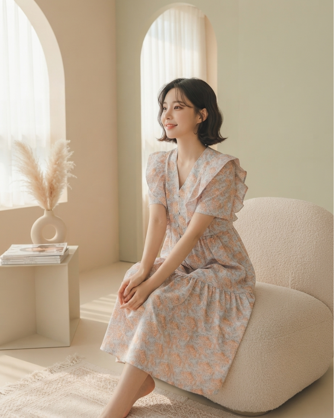 Floral Ruffle Midi Dress