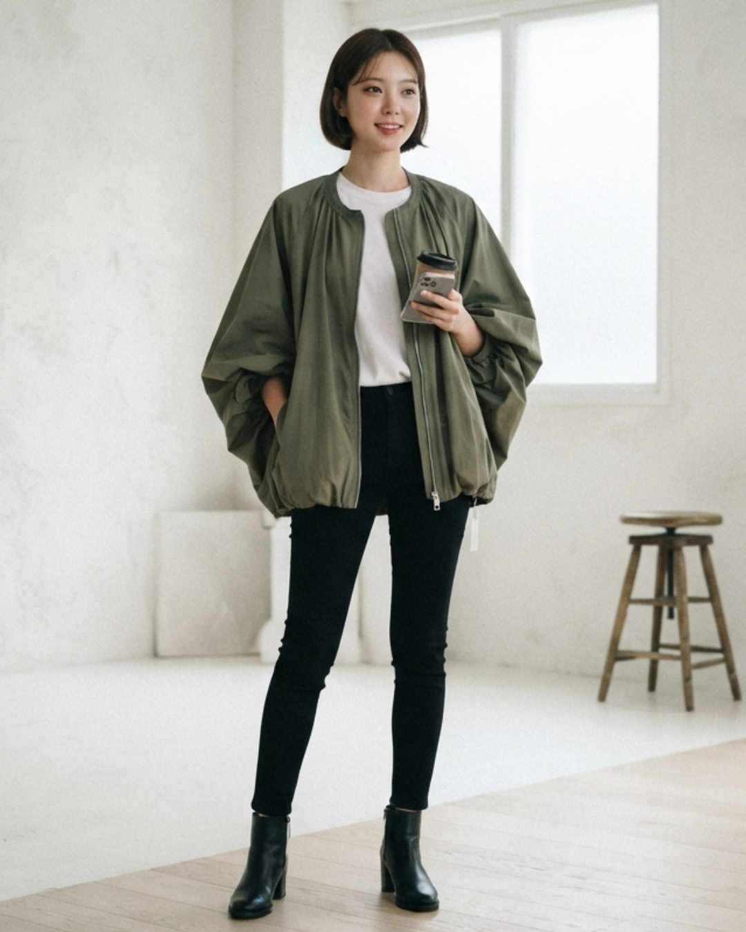 Modern Cocoon Zip Jacket