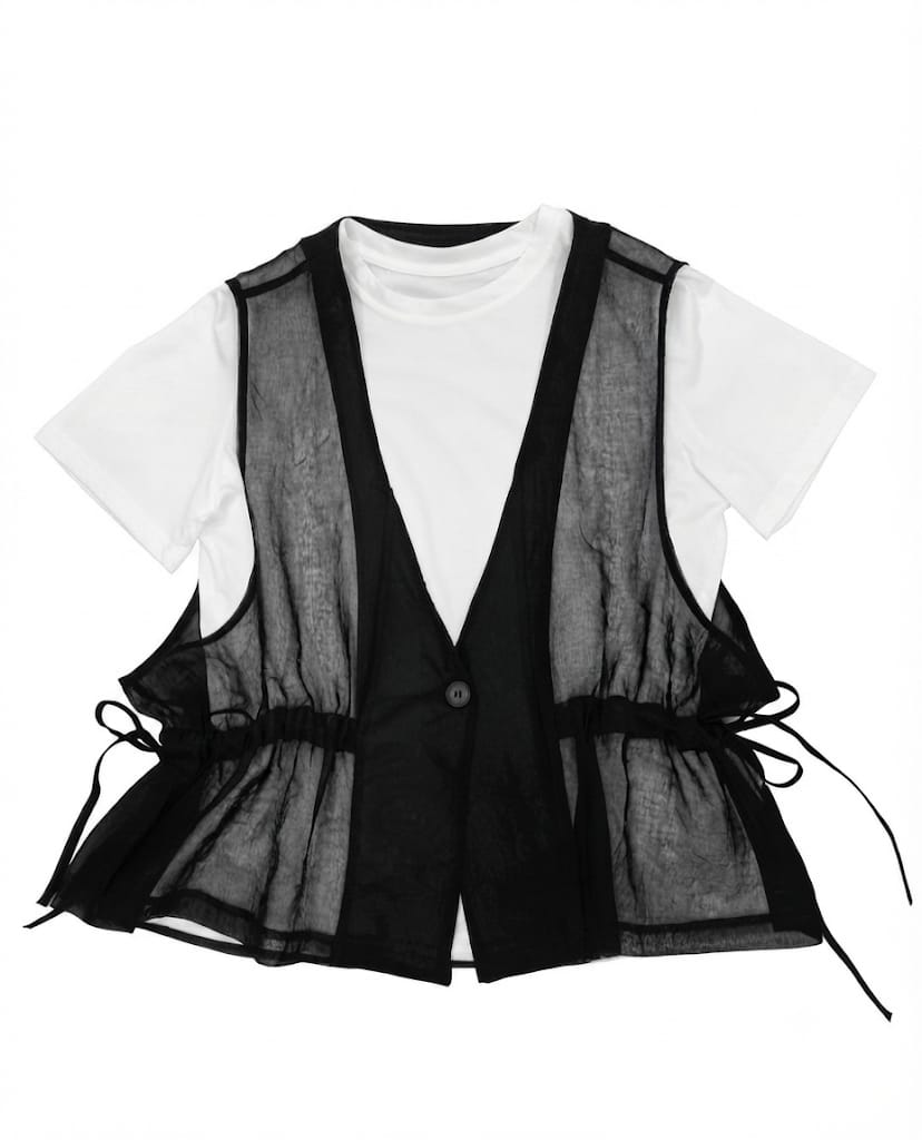 Sheer Black Vest Layer Set