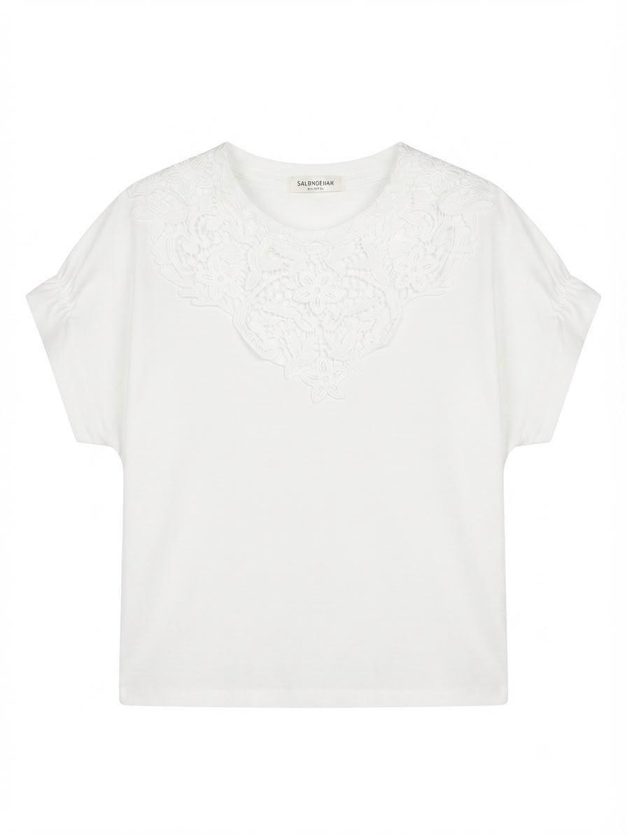 Lace Accent Grey Tee
