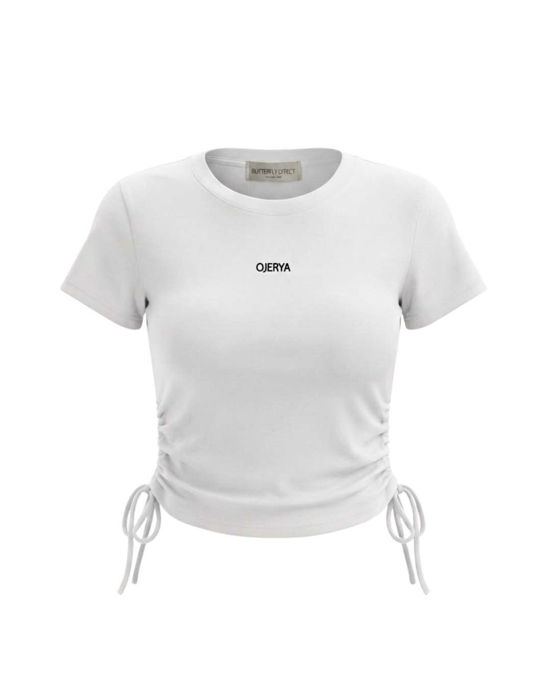 OJERYA White Ruched Crop Top