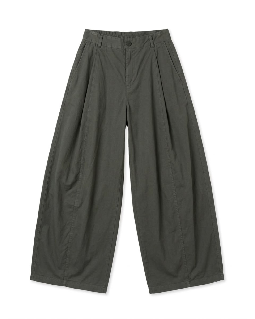 Wide-Leg Khaki Trousers