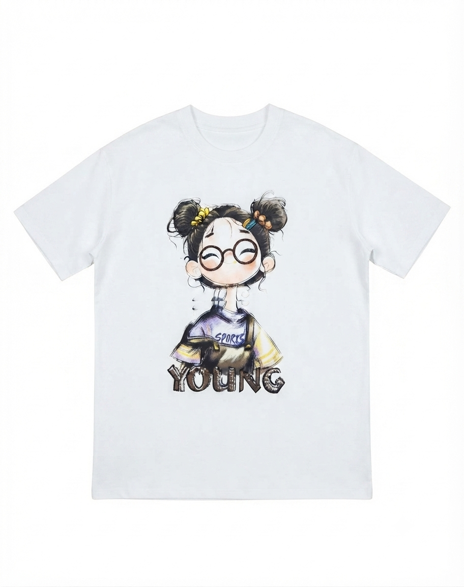 Cartoon Girl Graphic T-Shirt
