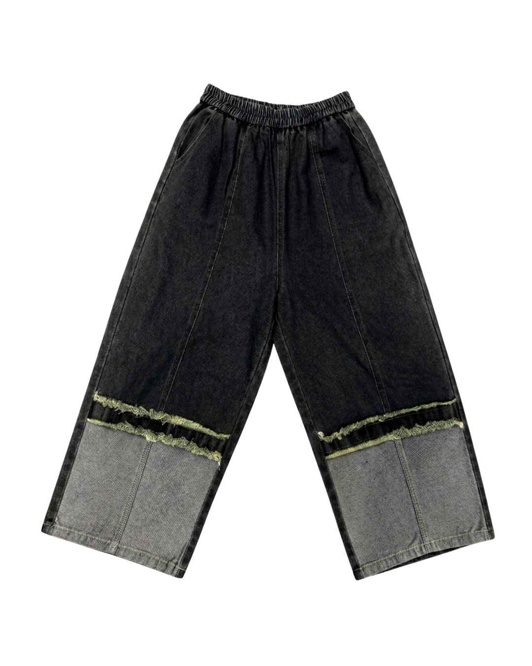 Two-Tone Wide Leg Denim Pants