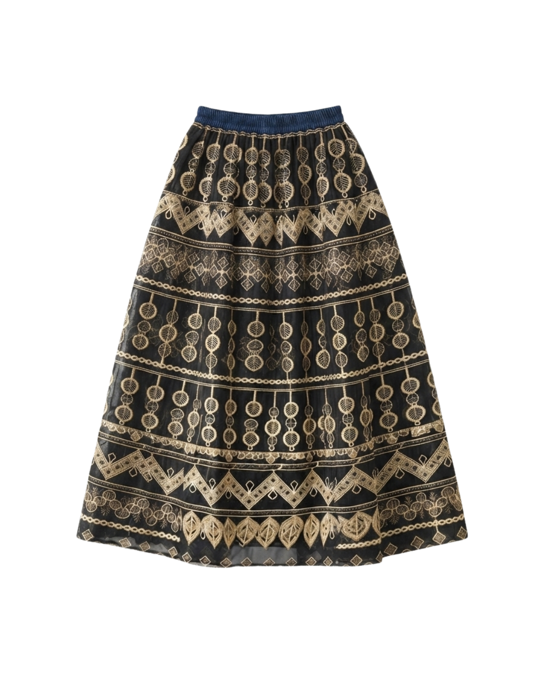 Boho Embroidered Maxi Skirt