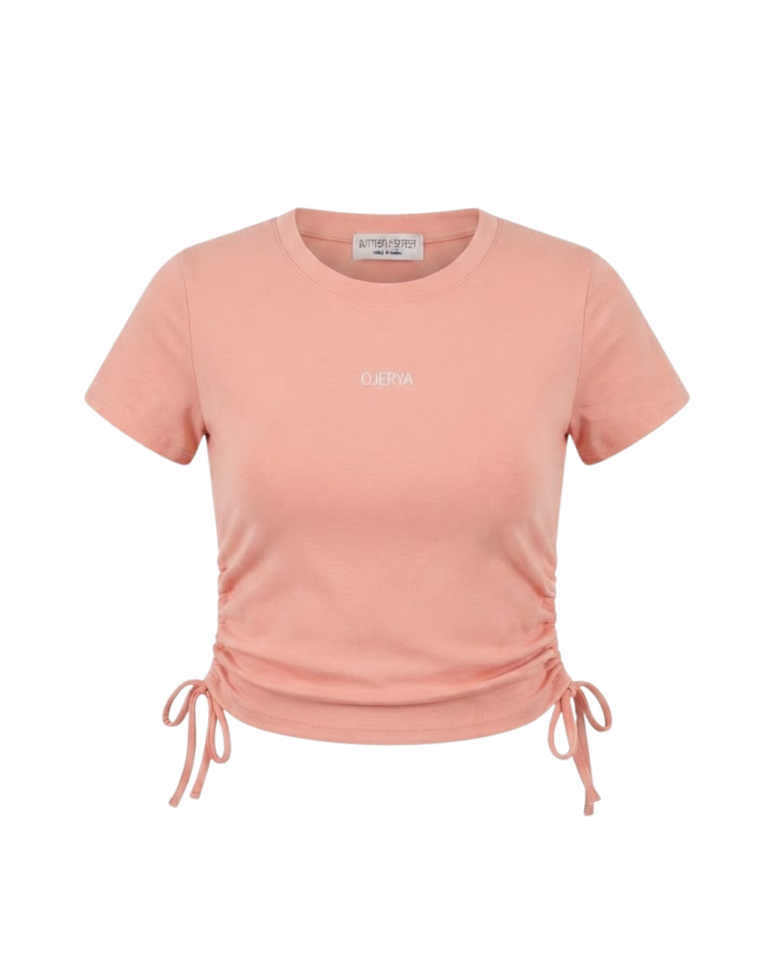 OJERYA White Ruched Crop Top