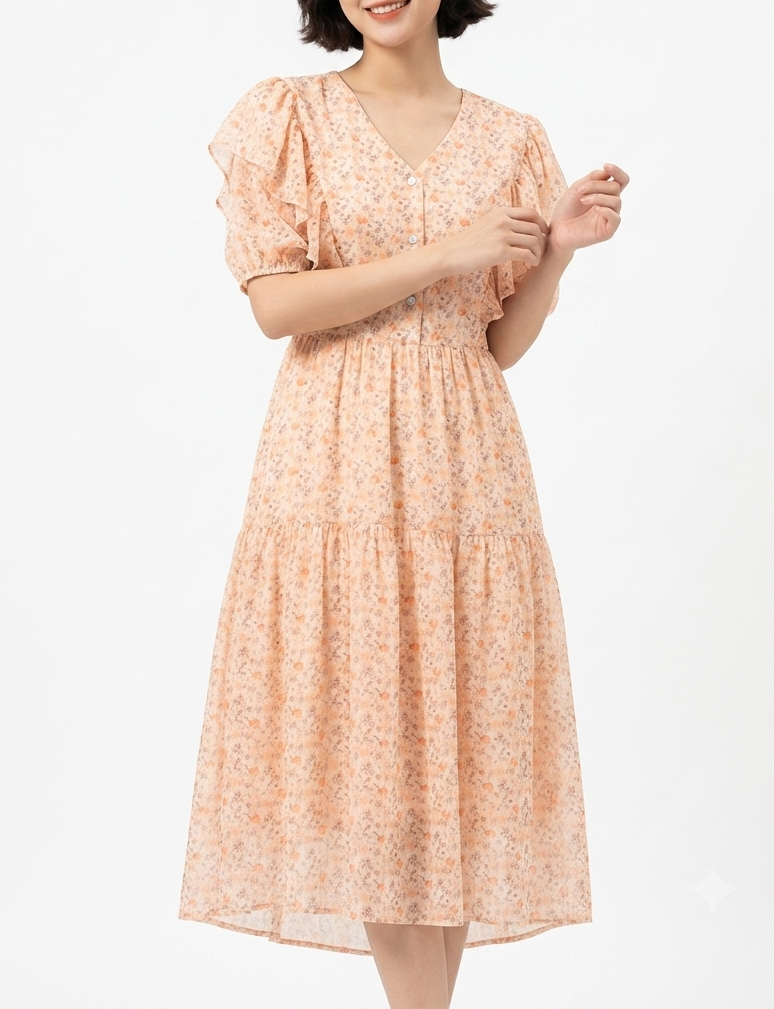 Floral Ruffle Midi Dress