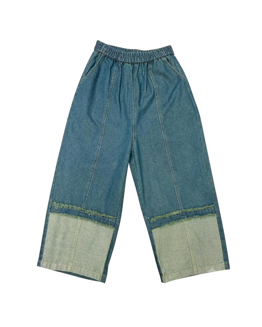 Two-Tone Wide Leg Denim Pants