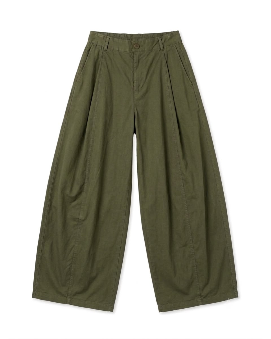 Wide-Leg Khaki Trousers