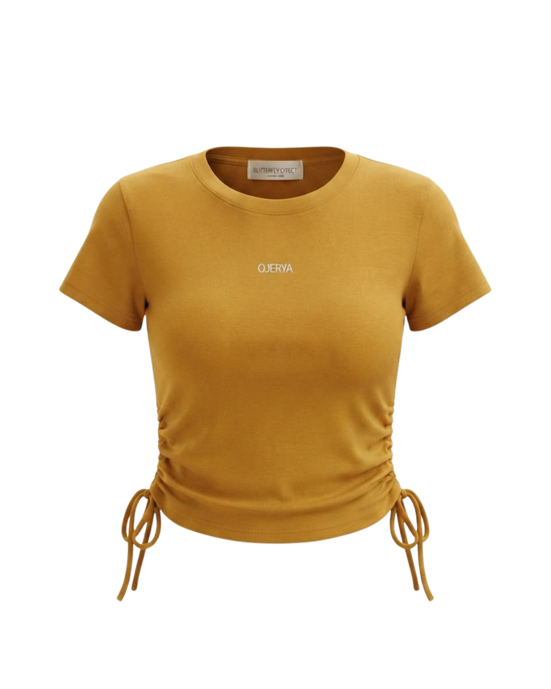 OJERYA White Ruched Crop Top