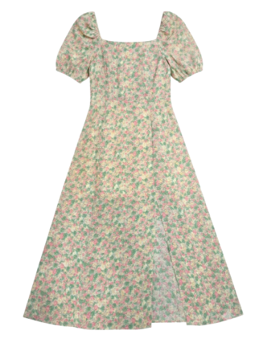 Floral Puff Sleeve Midi Dress