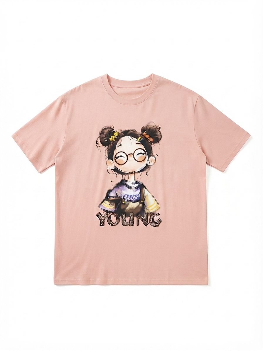 Cartoon Girl Graphic T-Shirt