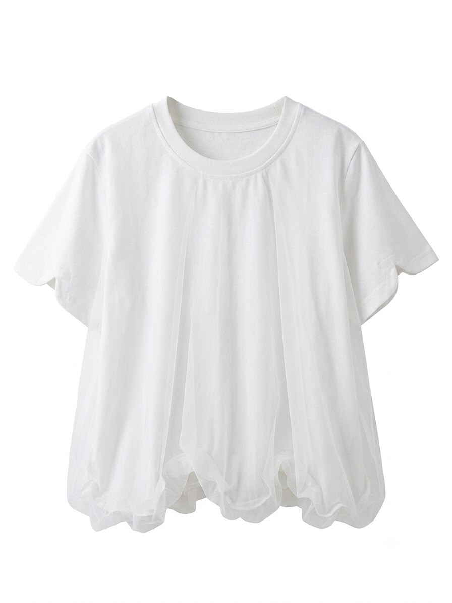Navy Mesh Overlay T-Shirt