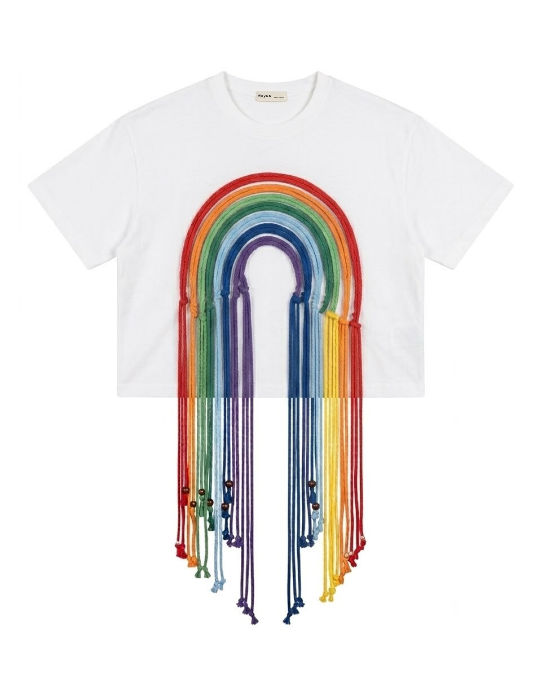 Rainbow Tassel Crop Tee