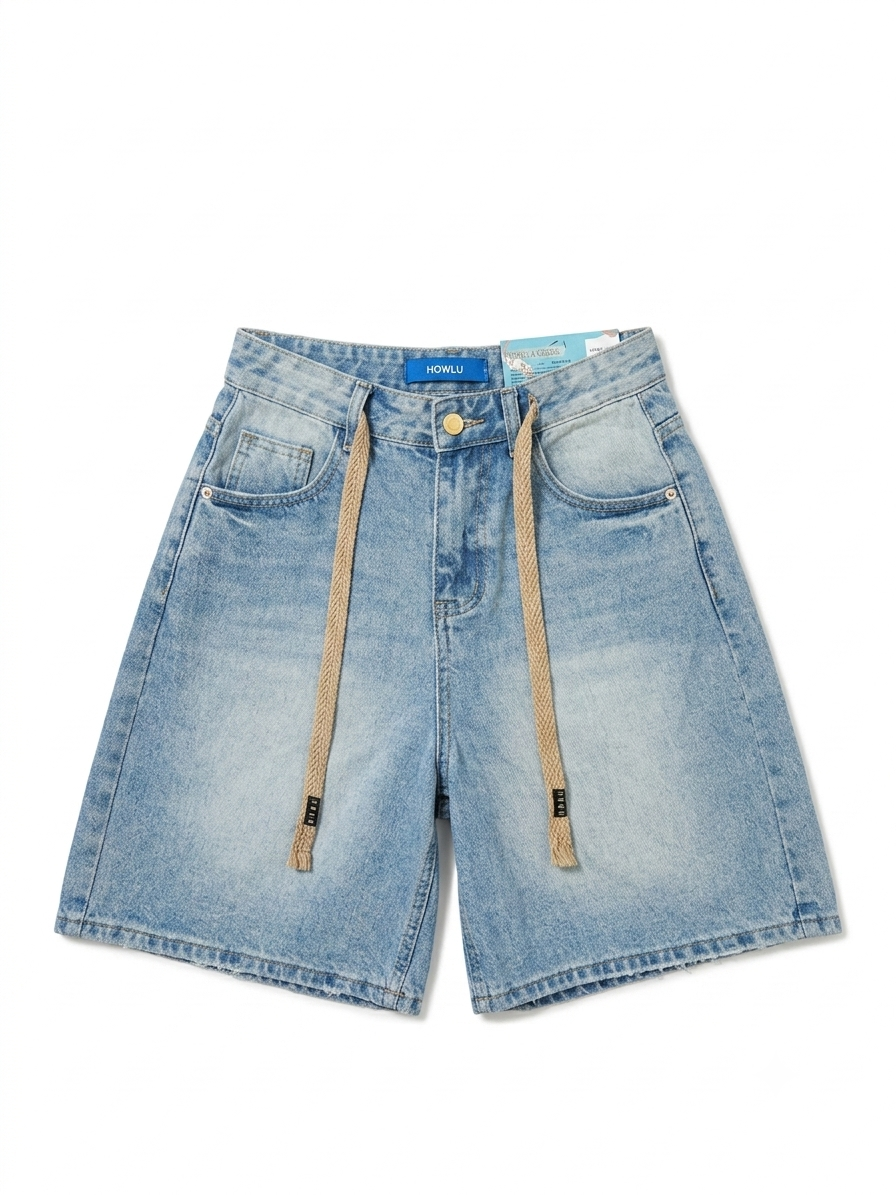 Denim Drawstring Shorts