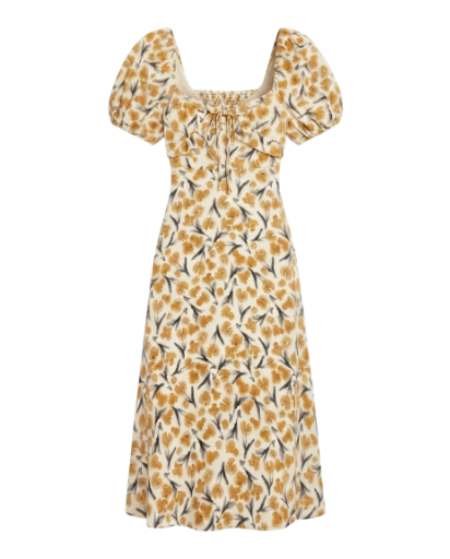 Floral Puff Sleeve Beach Dress