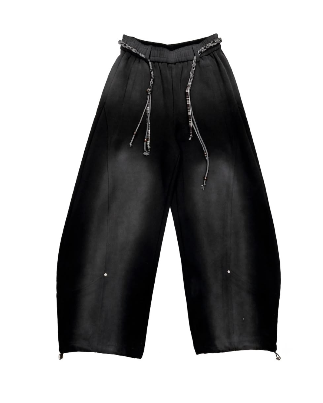 Wide Leg Black Drawstring Pants