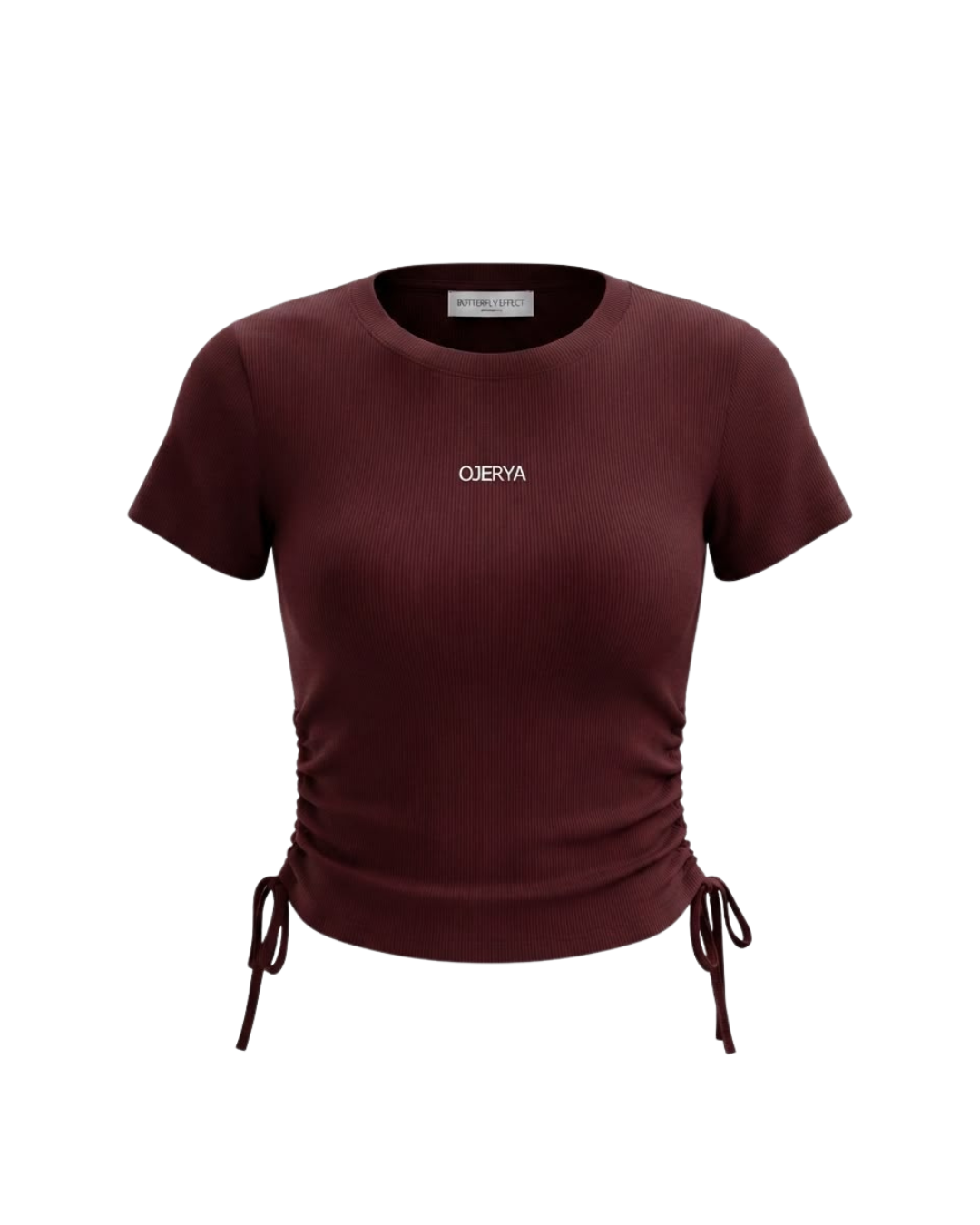 OJERYA White Ruched Crop Top
