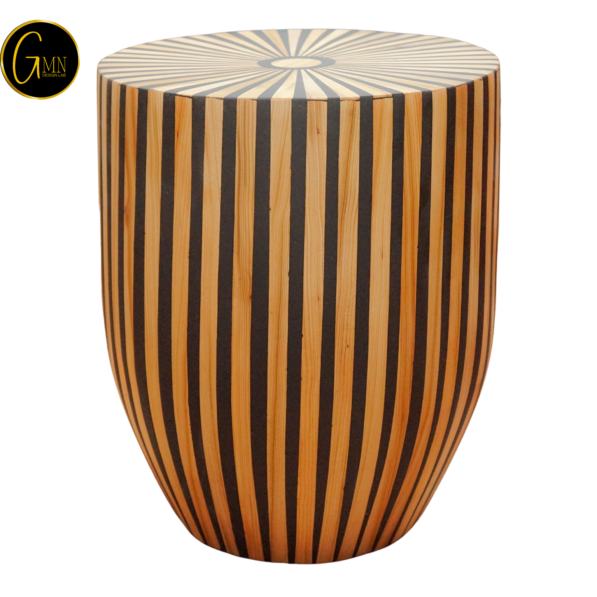 Handcrafted Sunburst Wooden Stools – Modern Artisan Home Decor Set