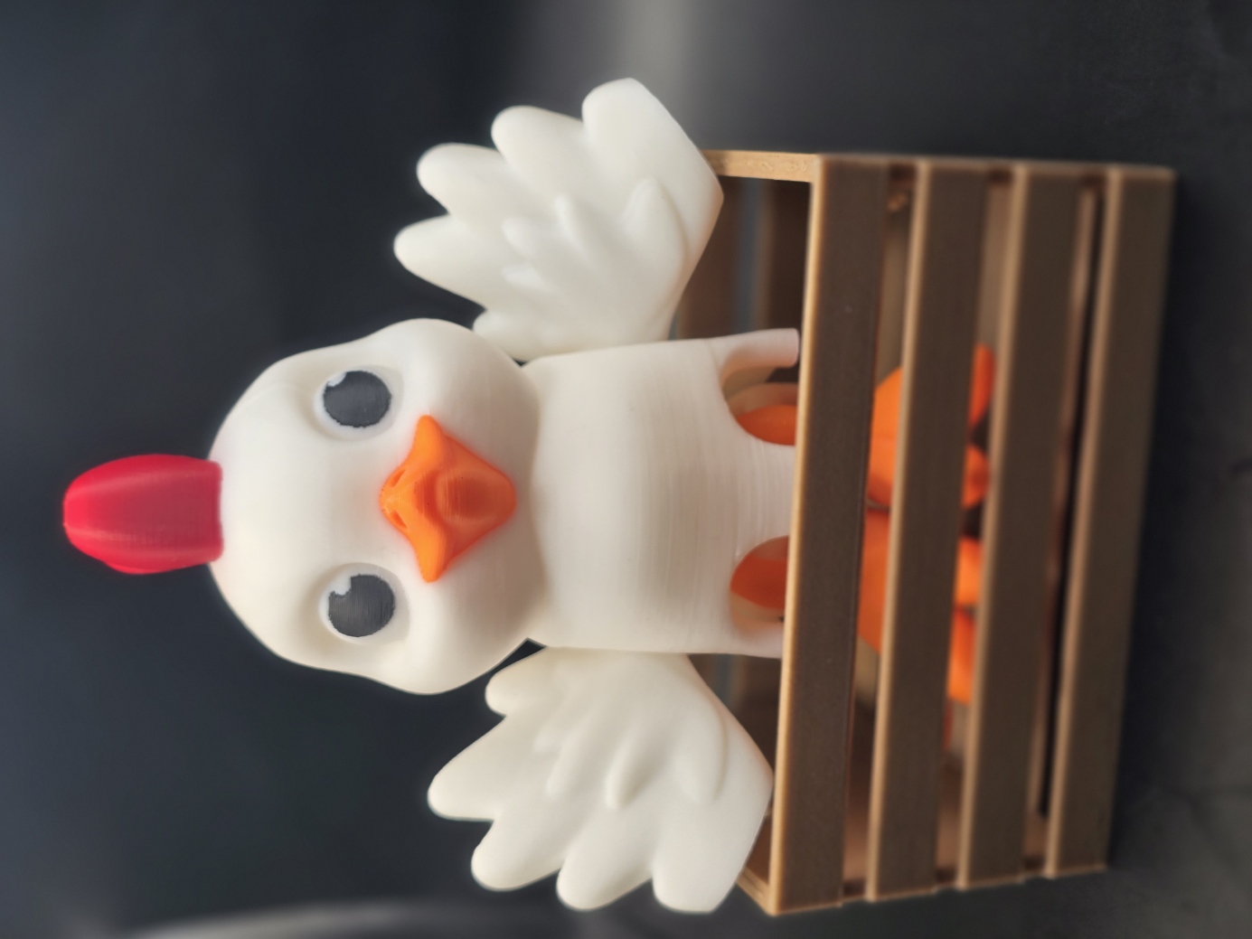 (PLA/PLA-WOOD) 3D PRINTED Chick Desk Companion with Crate - Farm Themed Decor