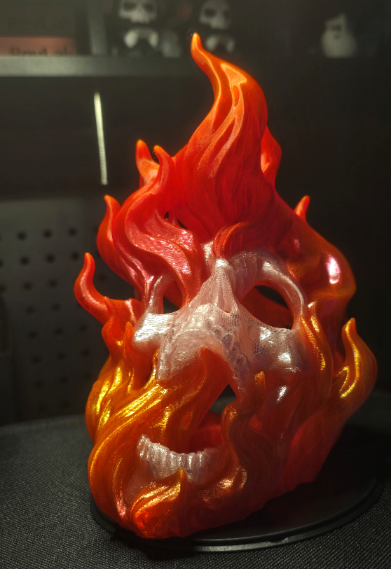 (PETG) 3D-PRINTED Flaming Skull Electric Tea Light Holder