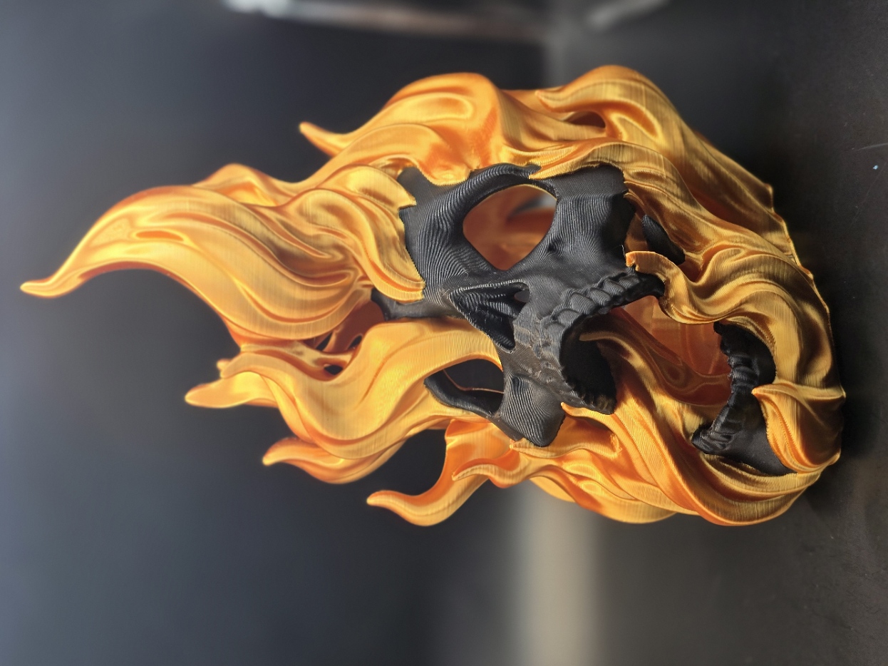 (PLA-CF/PLA-SILK) 3D-PRINTED Flaming Skull Electric Tea Light Holder